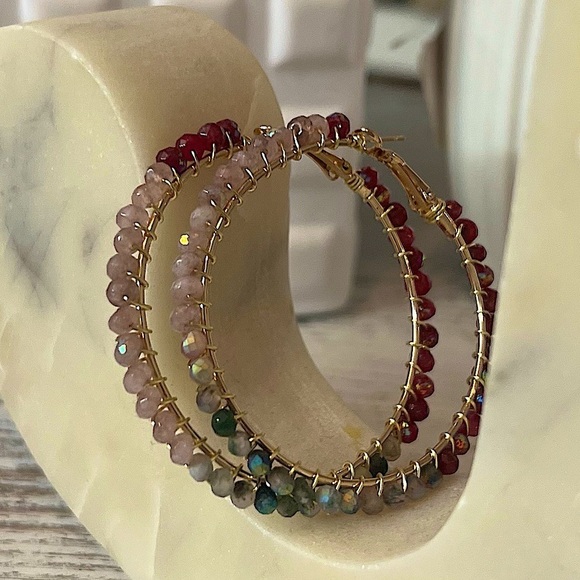 Hoop Earrings - Beautiful Seed Beads - Picture 2 of 7